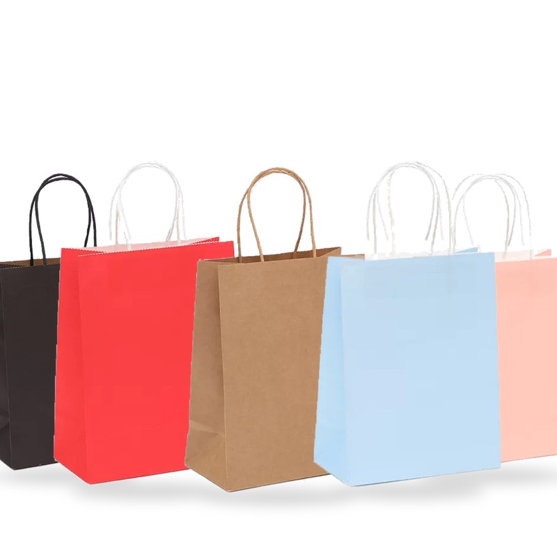 Multicolour Twisted-Handle Kraft Paper Shopping Bag