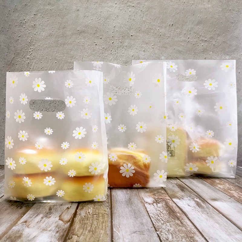 Frosted Die-Cut Plastic Bakery Takeaway Bags